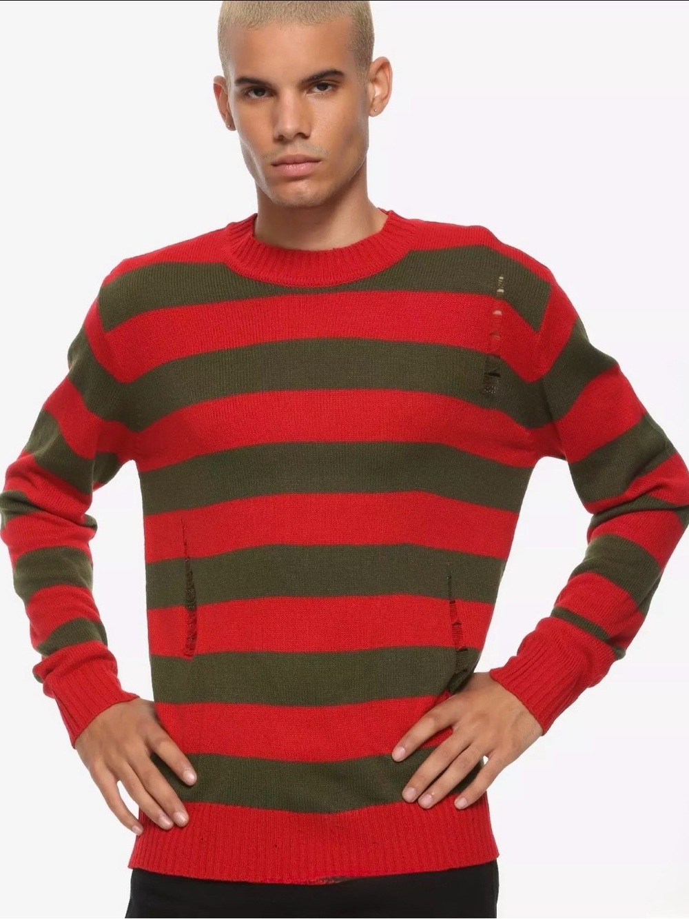 Freddy Krueger Nightmare On Elm Street Distressed Sweater Adult SM Halloween EUC